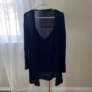 Sheer  Navy Blue Cardigan and cami set